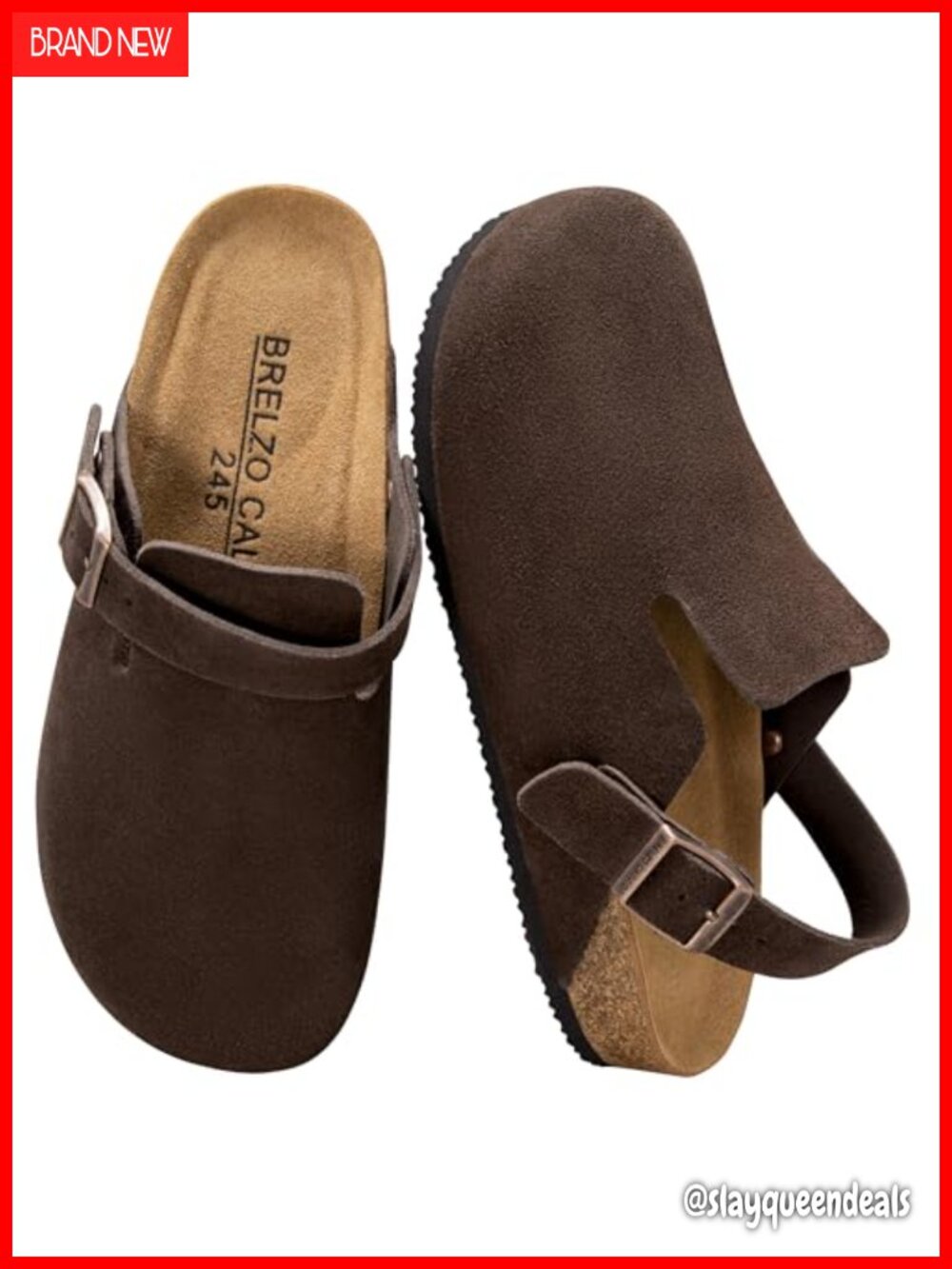 Women's Genuine Leather Mules Clogs Adjustable Strap Arch Support